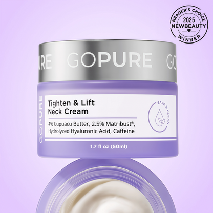goPure Tighten & Lift Neck & Chest Moisturizer Cream for Visibly Firming, Tightening and Lifting the Look of Wrinkles & Crepey Skin, 1.7oz