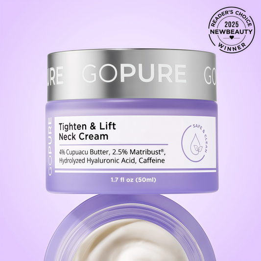 goPure Tighten & Lift Neck & Chest Moisturizer Cream for Visibly Firming, Tightening and Lifting the Look of Wrinkles & Crepey Skin, 1.7oz