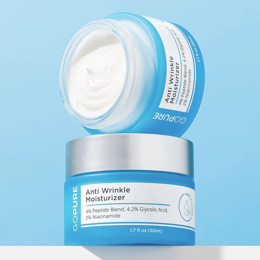 goPure Glyco-Peptide Anti Wrinkle Face Cream - Hyaluronic Acid Moisturizer for Face with Glycolic Acid, Peptides, and Vitamin E - Hydrating Facial Moisturizer with Anti-Aging Formula - 1.7 fl oz